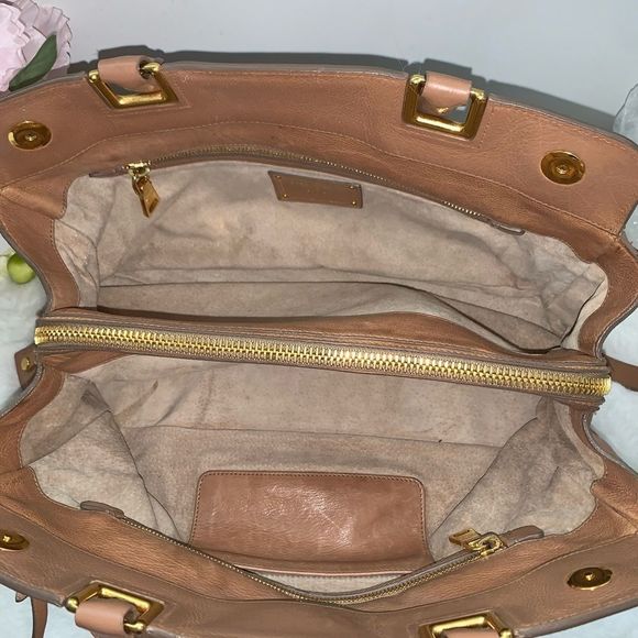 Authentic Prada Calf Leather Satchel Tan Medium - Picture 5 of 12
